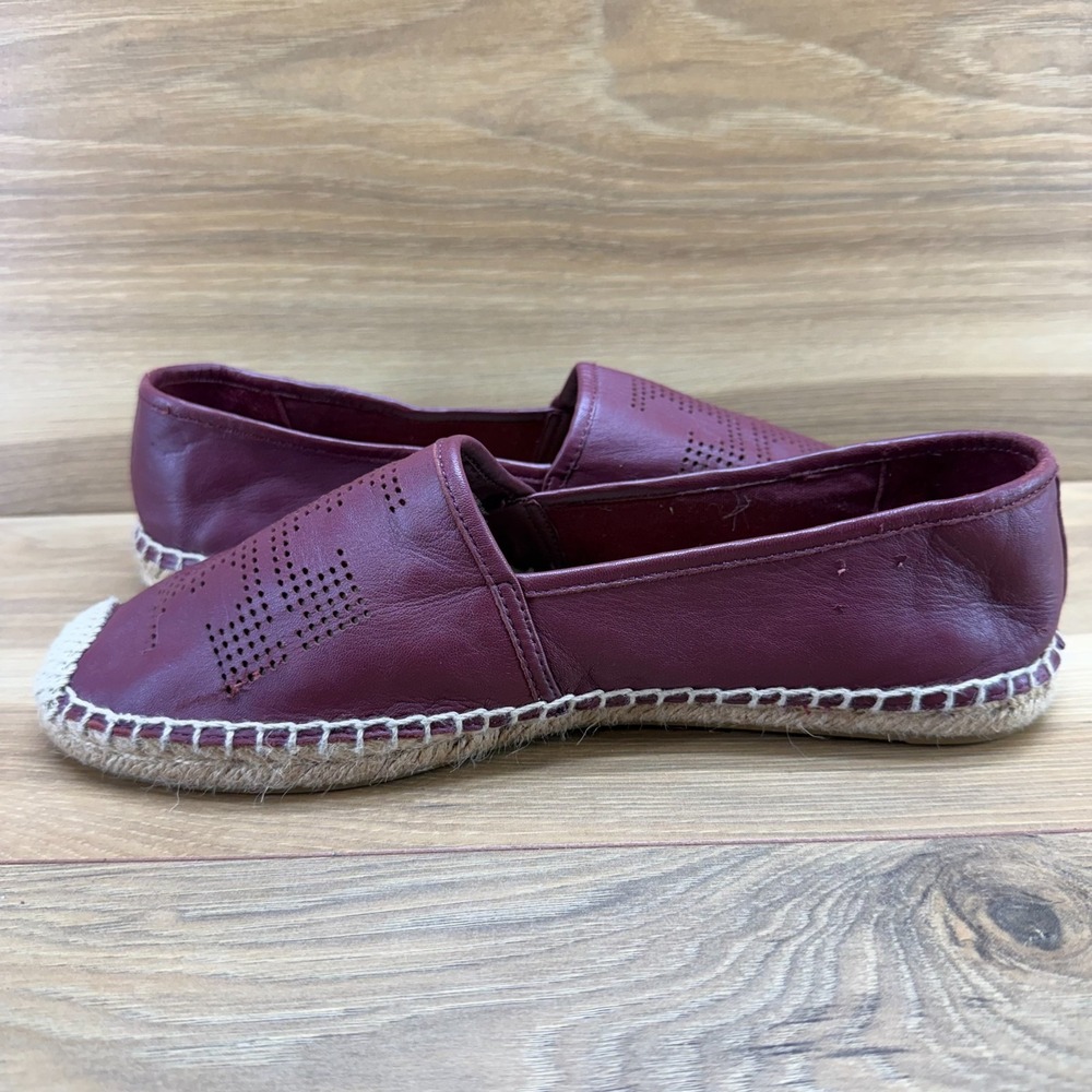 Tory Burch Espadrilles Flats 10 M Agate Red Soft Leather Vacation Resort Summer - Picture 6 of 11